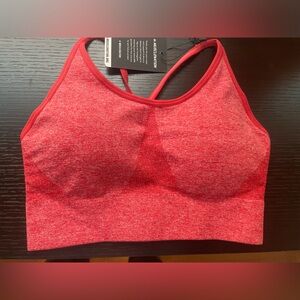 Muscle Nation Sports Bra, M, Red-Orange